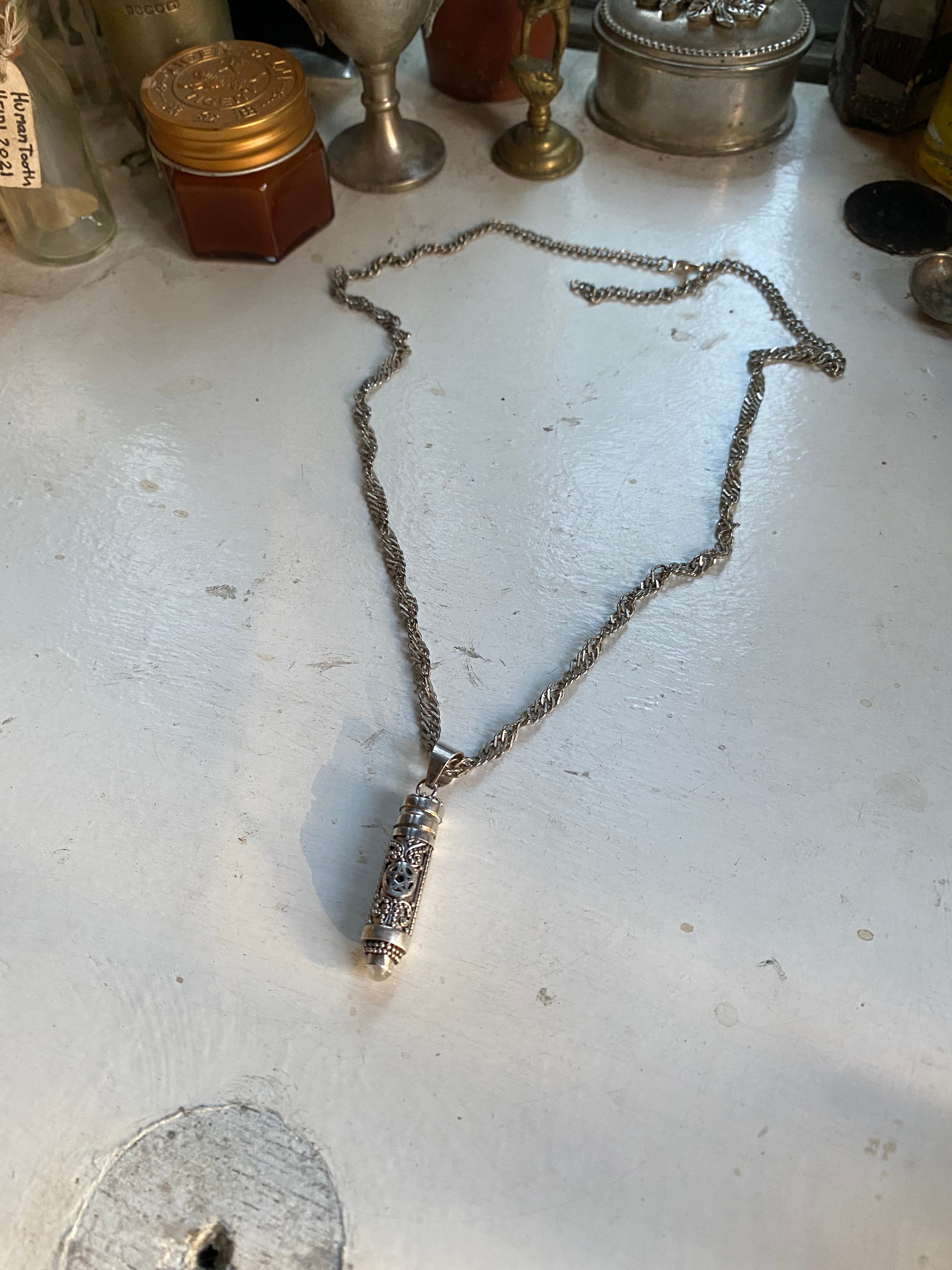 Glass Vial in Sterling Silver Capsule Necklace image 1