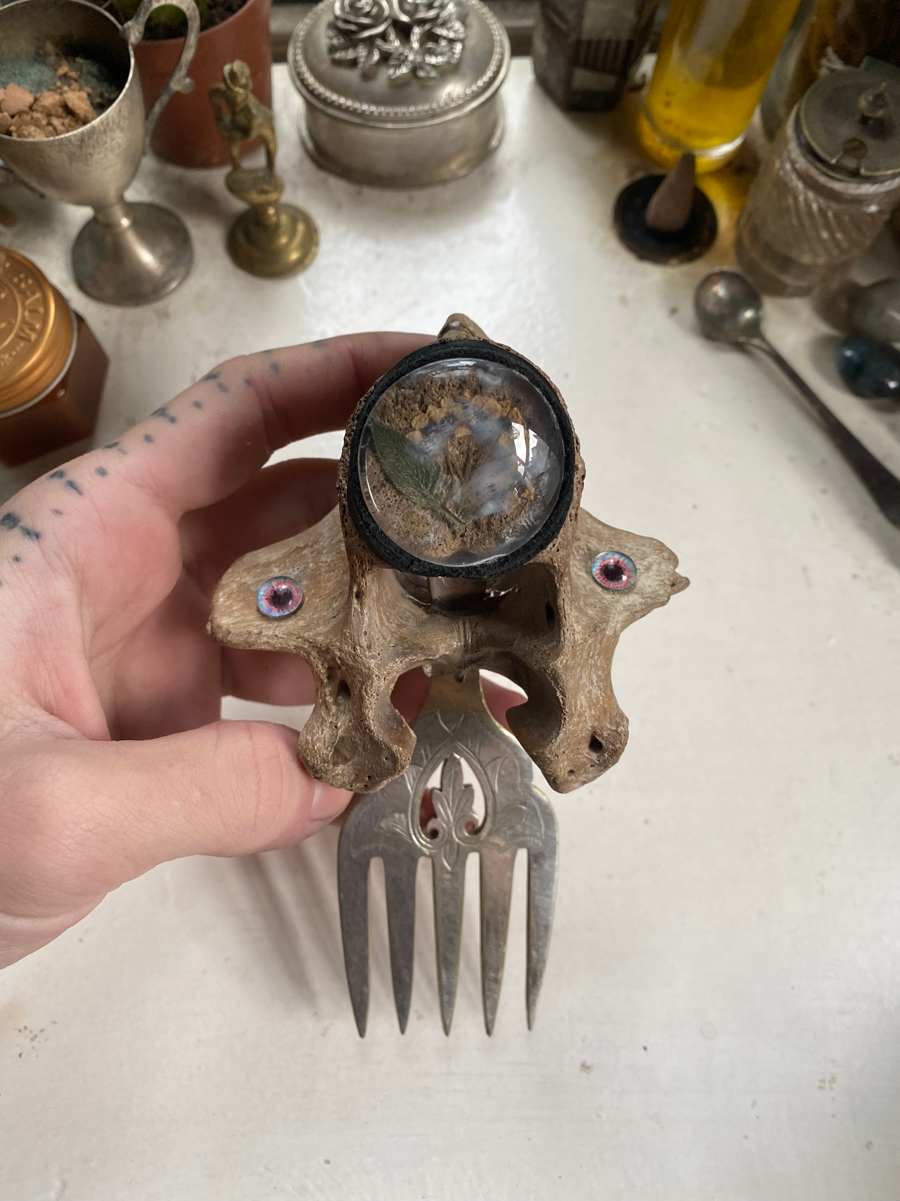Fosillised Bone Hair Comb/Clip image 3