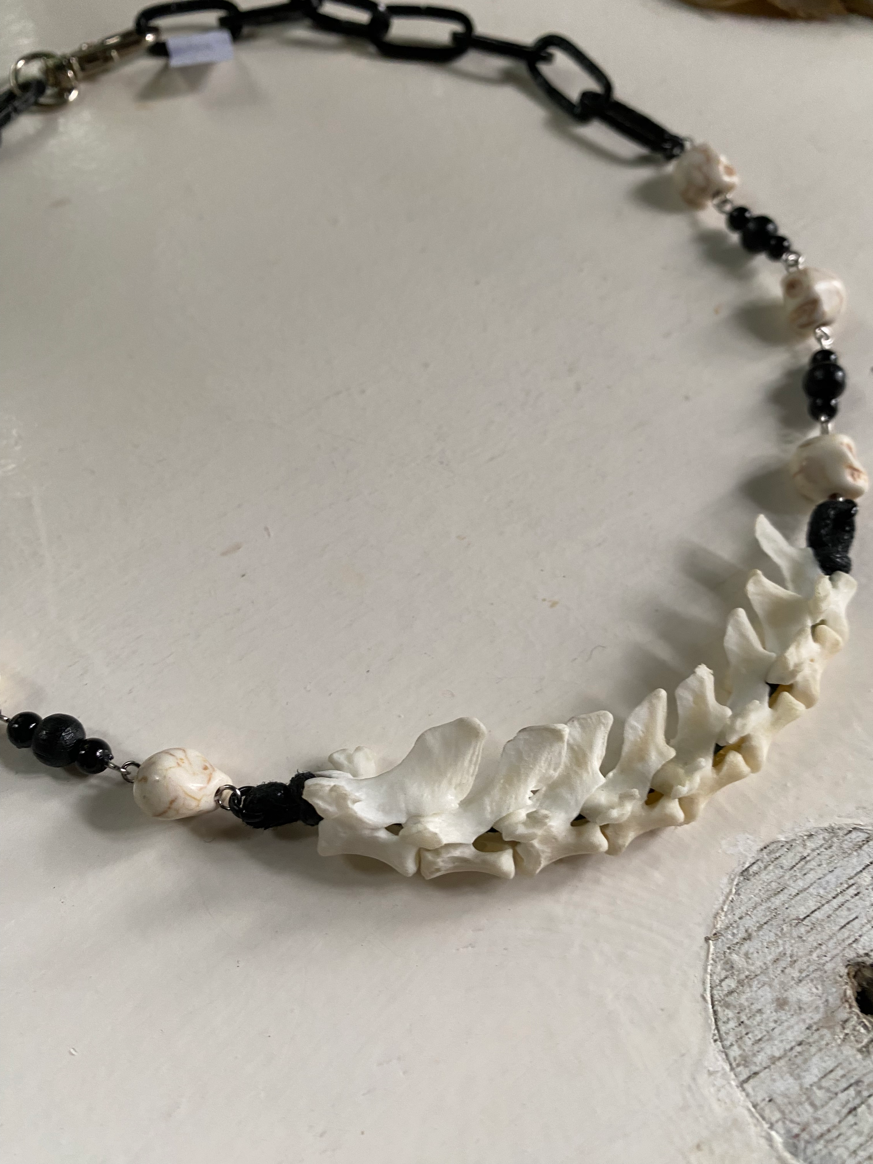 Mink Vertibrae Skeleton Black Chain Necklace image 1