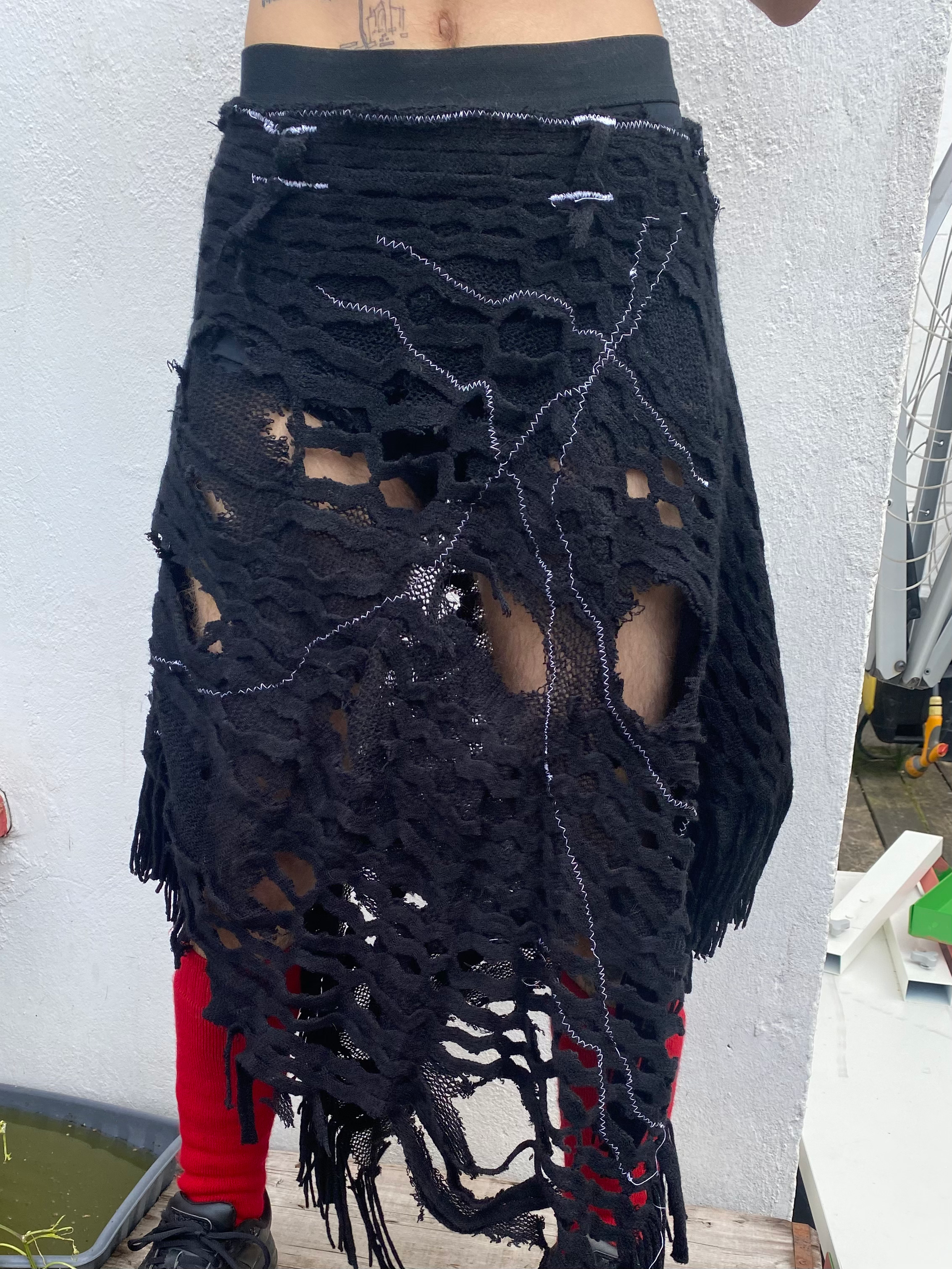 Torn Black Knit Skirt image 2