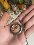 Glass Locket Necklace with Vintage Erotic Card image 0