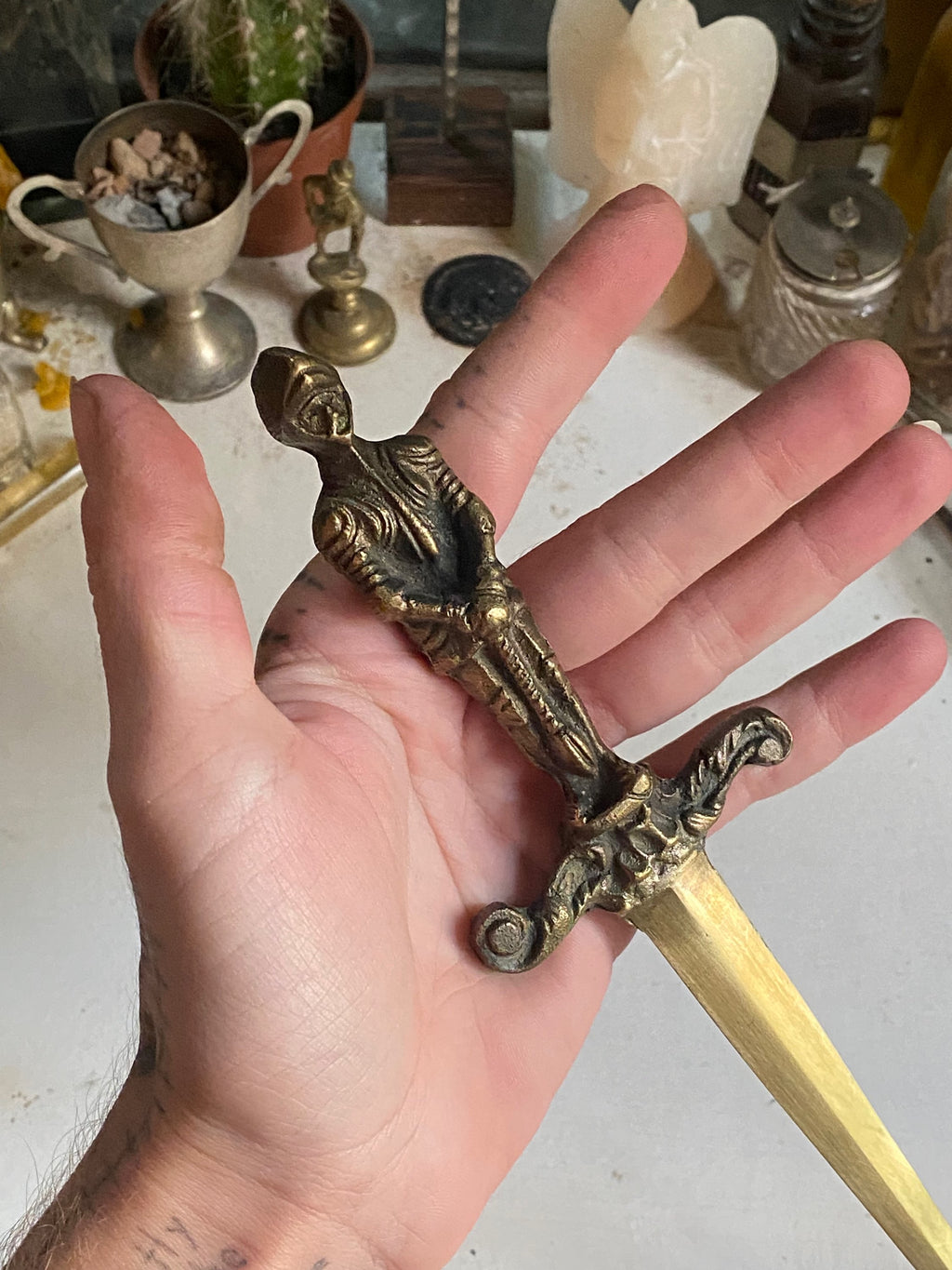 Brass Knight Handle Dagger image 2