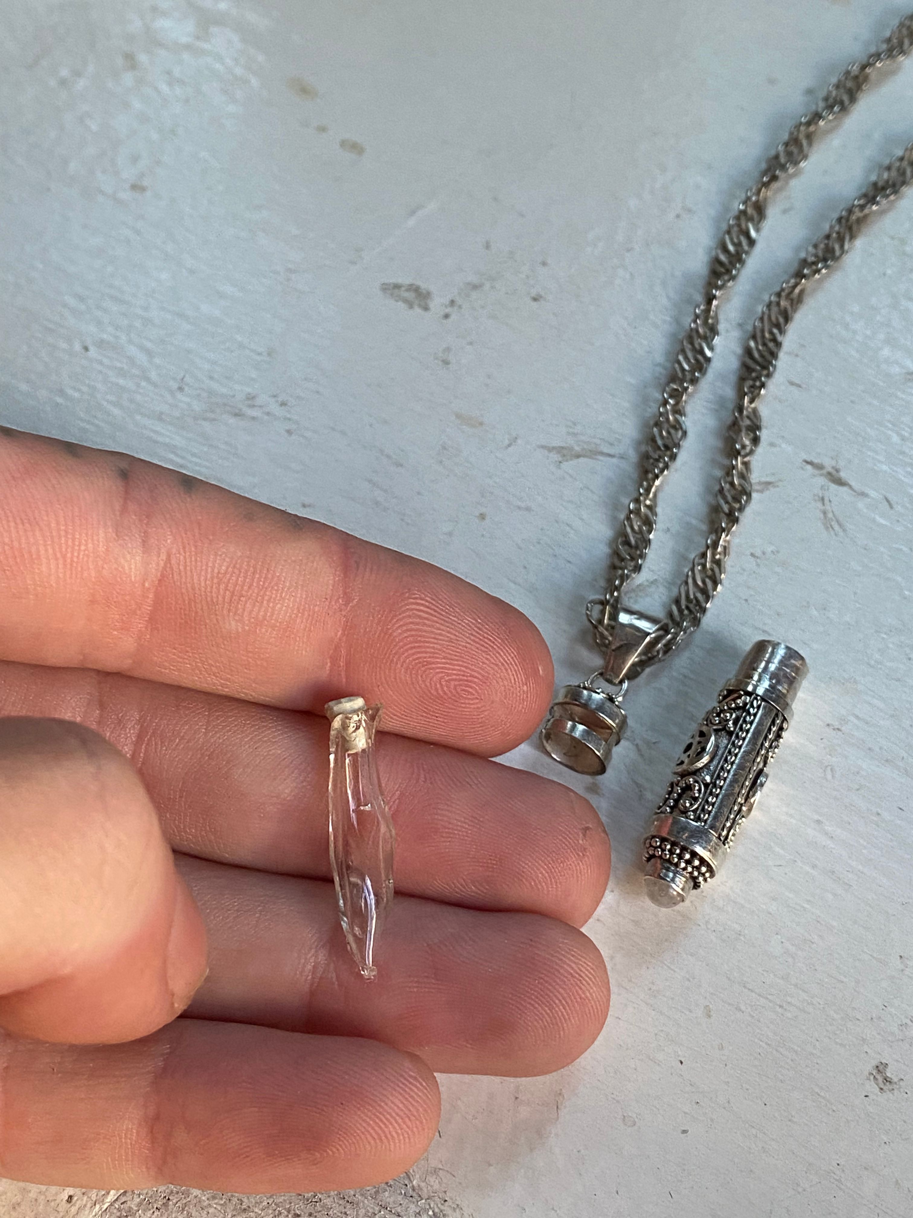 Glass Vial in Sterling Silver Capsule Necklace image 7