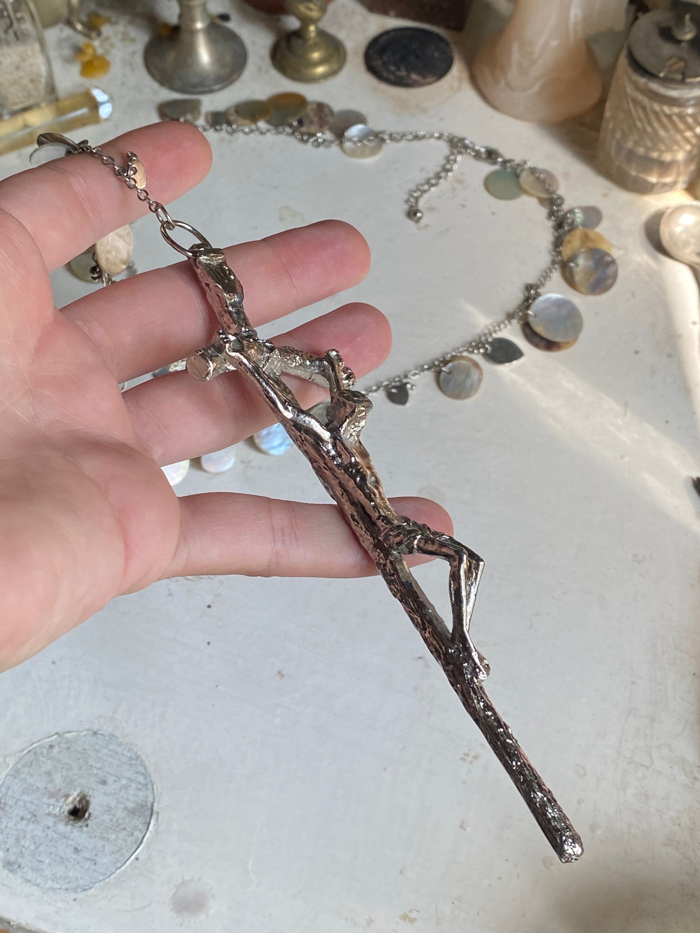 Mother of Pearl Rosary Necklace image 5