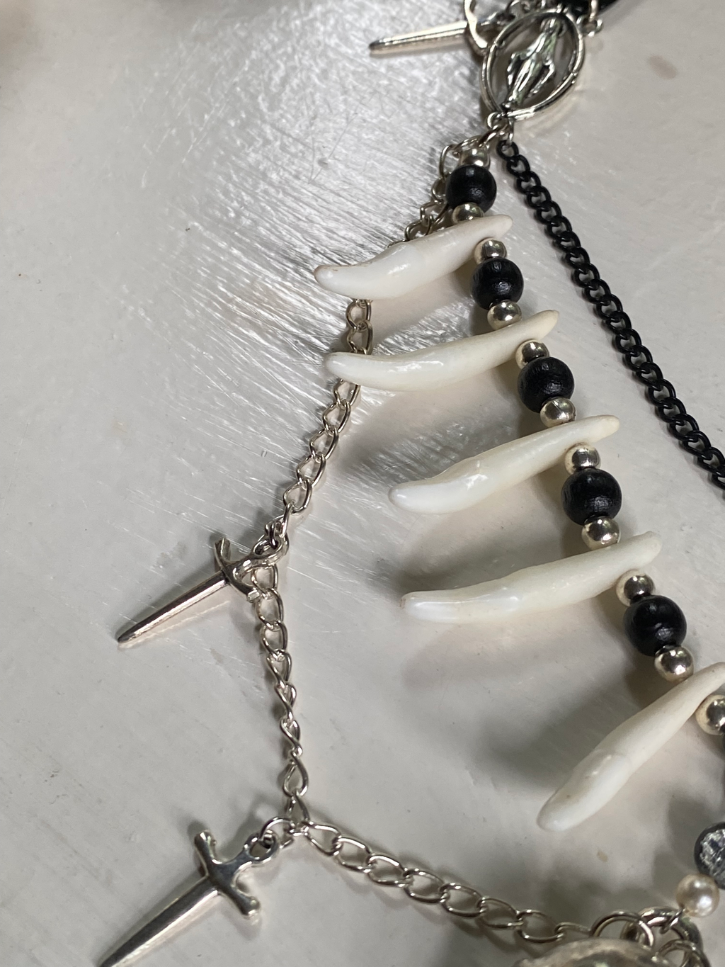 Coyote Teeth, Bird Skull and Chunky Black Chain image 4