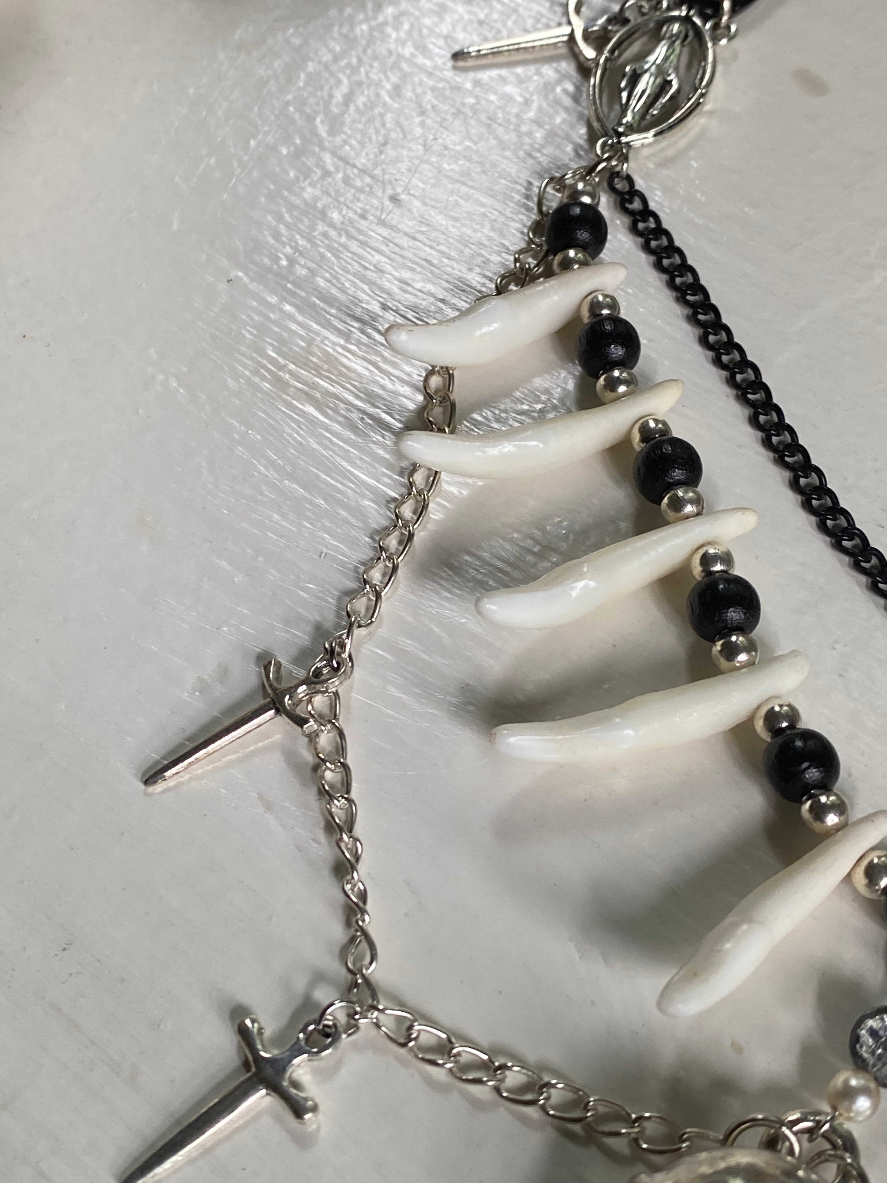 Coyote Teeth, Bird Skull and Chunky Black Chain image 4