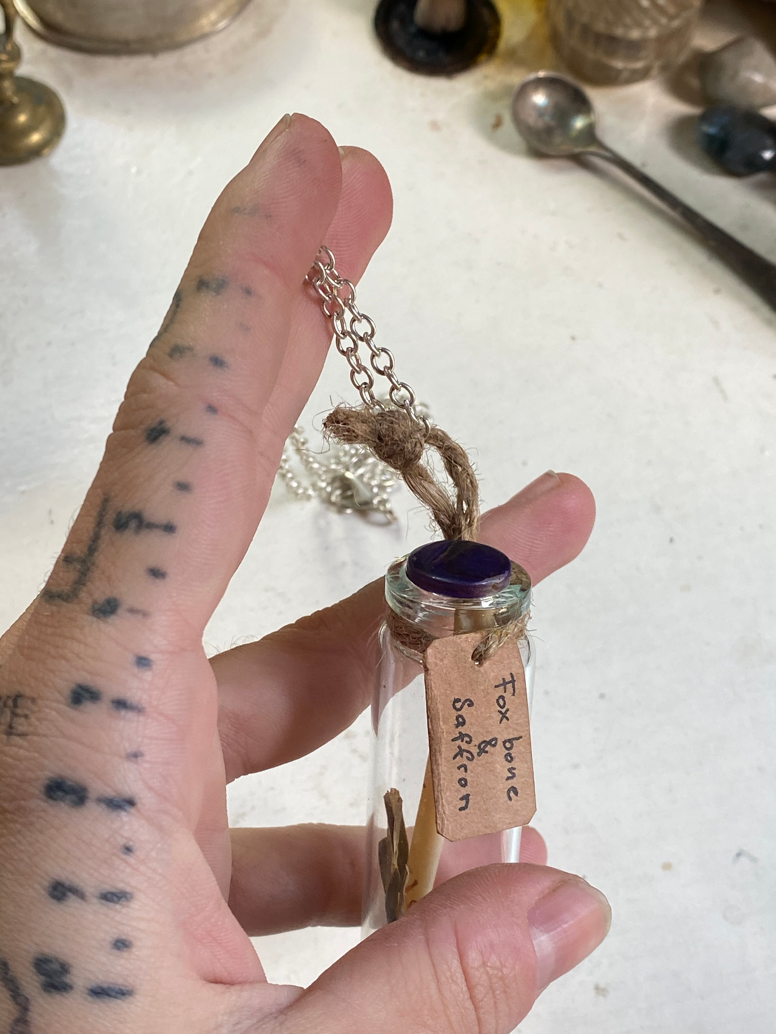 Fox Bone and Saffron Spell Jar Necklace image 3