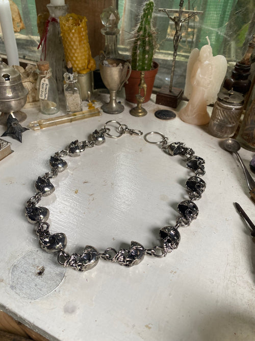 Chunky Stainless Steel Skulls Necklace or Belt Chain image 0