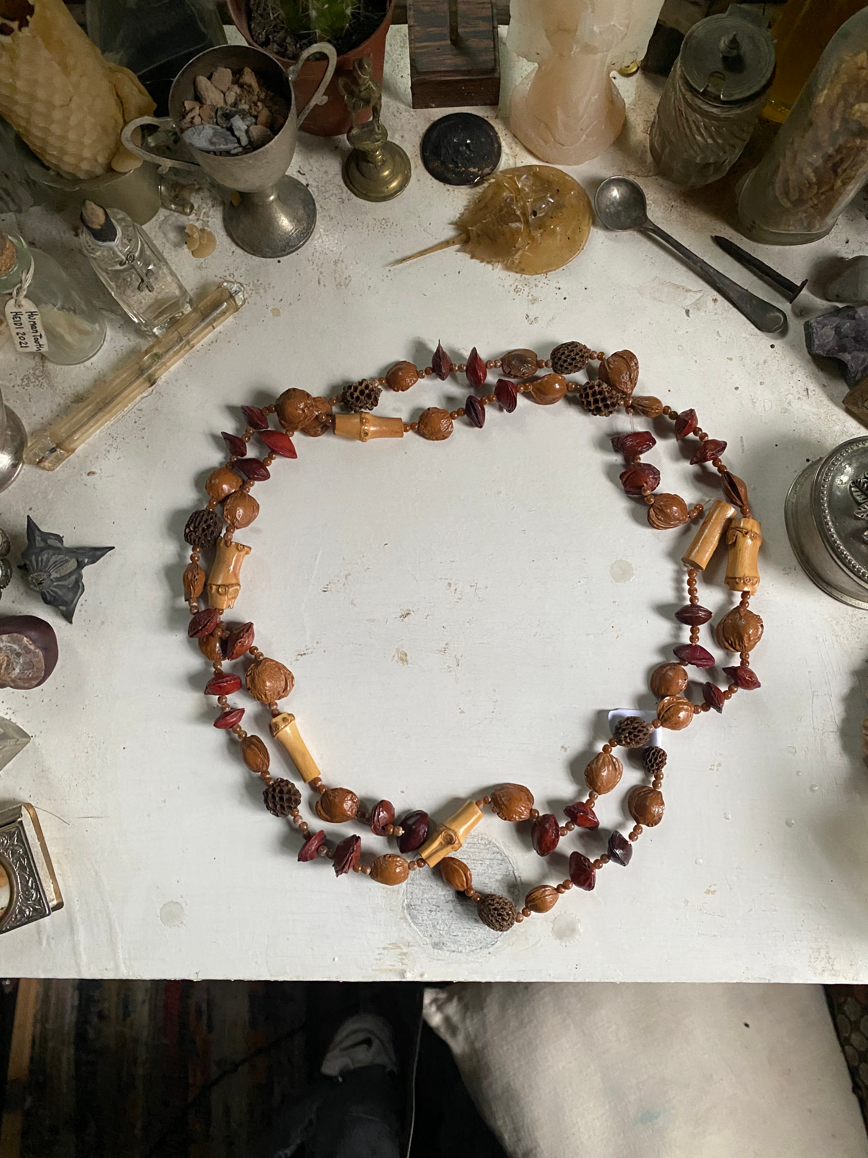 Long Necklace with Bamboo and Pits image 3