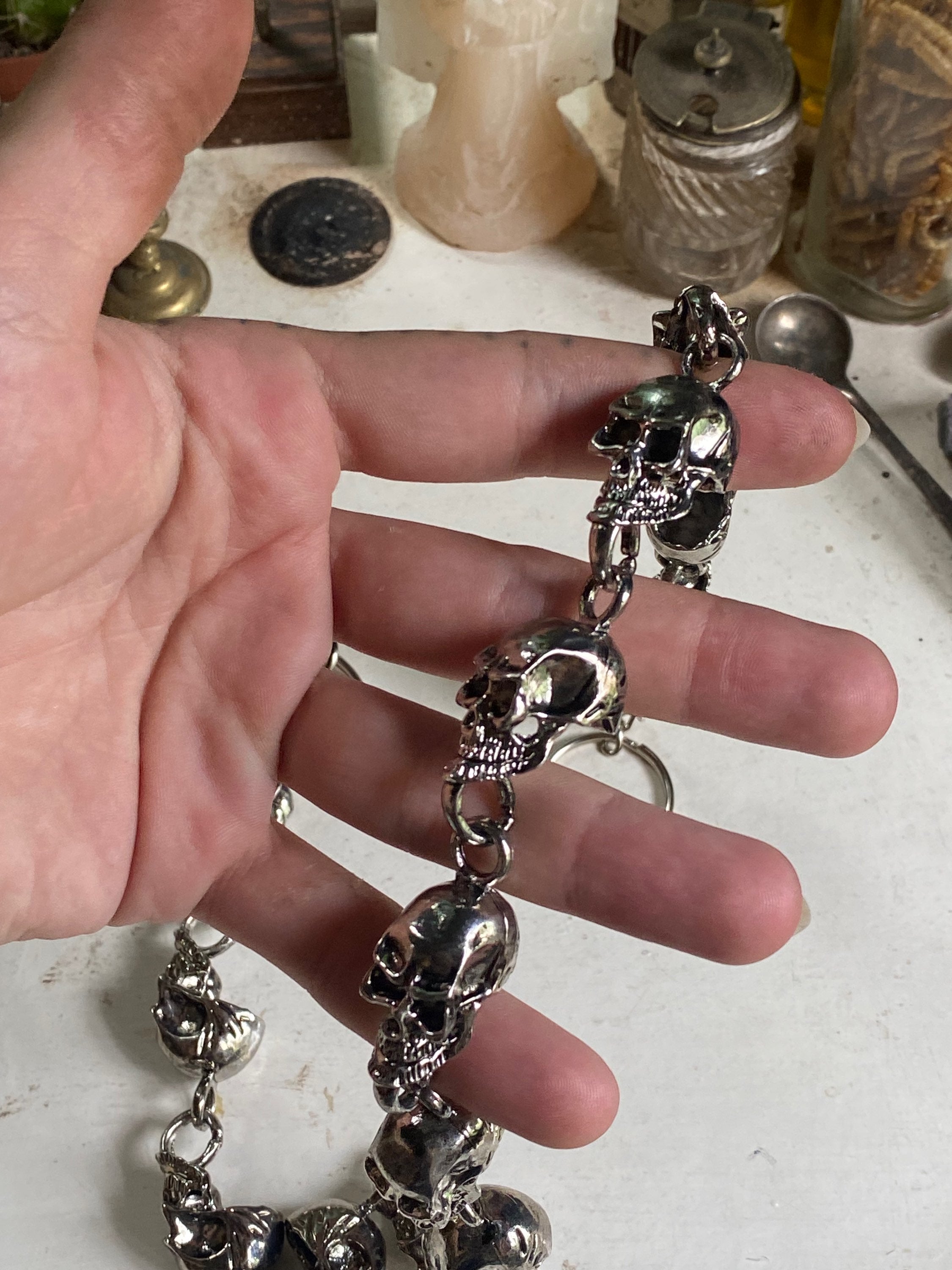 Chunky Stainless Steel Skulls Necklace or Belt Chain image 3