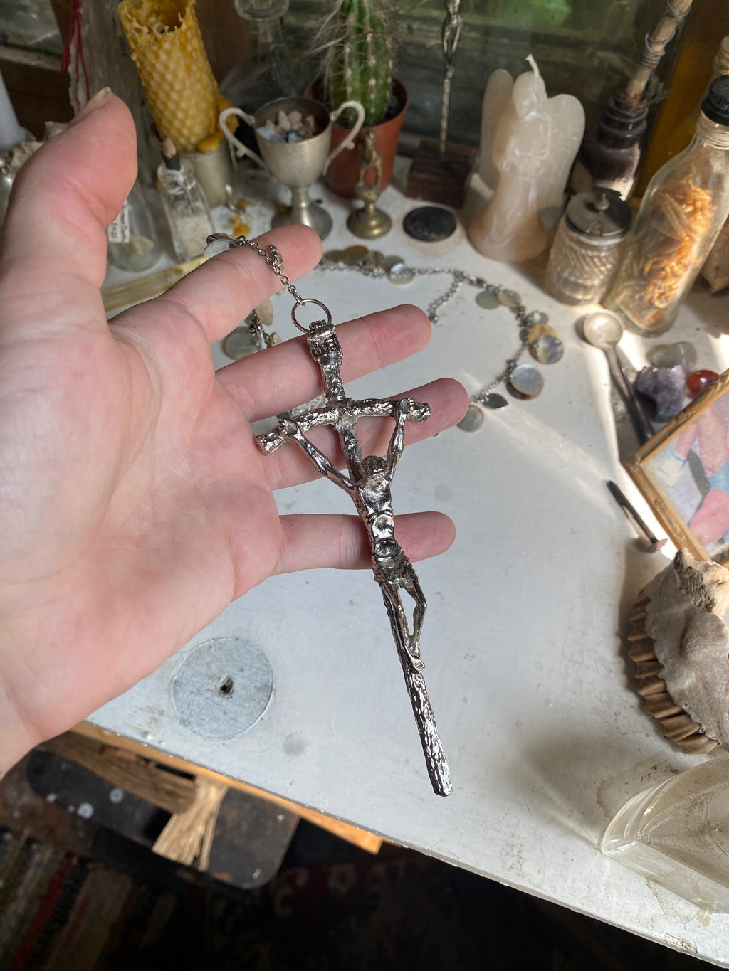 Mother of Pearl Rosary Necklace image 4